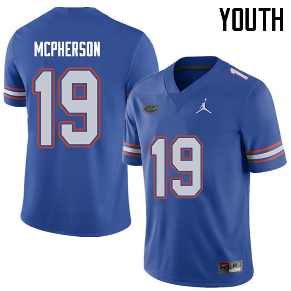 Youth NCAA Florida Gators Evan McPherson #19 Stitched Authentic Jordan Brand Royal College Football Jersey KVD5765ZU